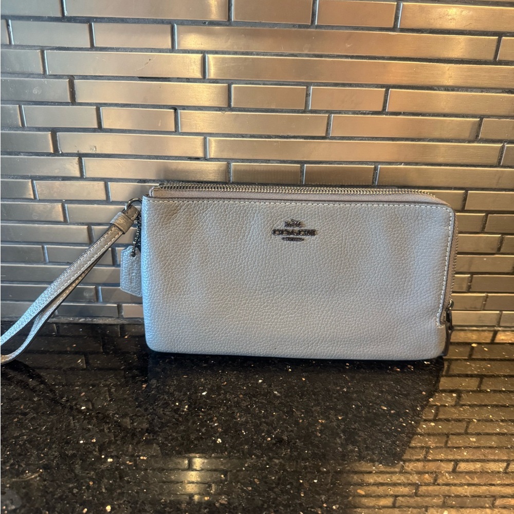 COACH Gray Wristlet Clutch